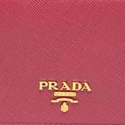Pre Owned Prada Pink Saffiano Leather Continental Flap Wallet