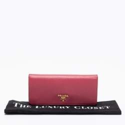 Pre Owned Prada Pink Saffiano Leather Continental Flap Wallet