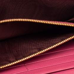 Pre Owned Prada Pink Saffiano Leather Continental Flap Wallet