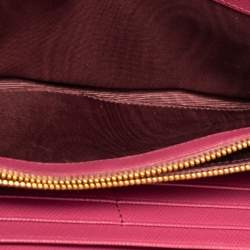 Pre Owned Prada Pink Saffiano Leather Continental Flap Wallet