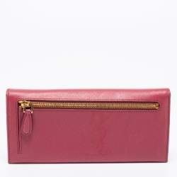 Pre Owned Prada Pink Saffiano Leather Continental Flap Wallet