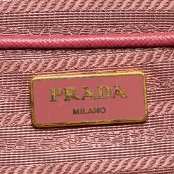 Pre Owned Prada Old Rose Saffiano Lux Leather Large Double Zip Tote