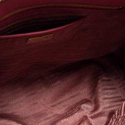 Pre Owned Prada Old Rose Saffiano Lux Leather Large Double Zip Tote