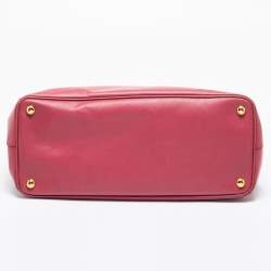 Pre Owned Prada Old Rose Saffiano Lux Leather Large Double Zip Tote