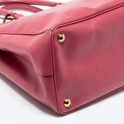 Pre Owned Prada Old Rose Saffiano Lux Leather Large Double Zip Tote