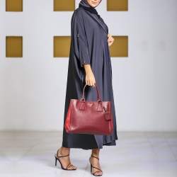 Pre Owned Prada Burgundy/Red Saffiano Leather Tote