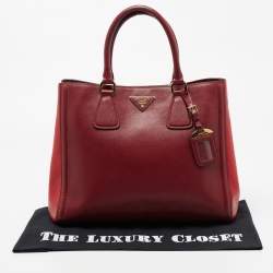 Pre Owned Prada Burgundy/Red Saffiano Leather Tote