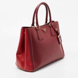 Pre Owned Prada Burgundy/Red Saffiano Leather Tote