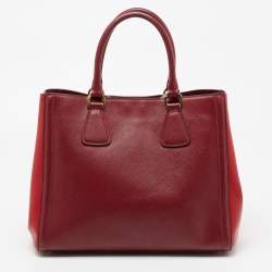 Pre Owned Prada Burgundy/Red Saffiano Leather Tote
