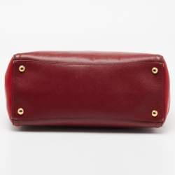 Pre Owned Prada Burgundy/Red Saffiano Leather Tote