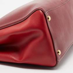 Pre Owned Prada Burgundy/Red Saffiano Leather Tote