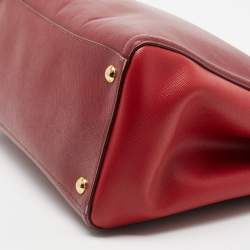 Pre Owned Prada Burgundy/Red Saffiano Leather Tote