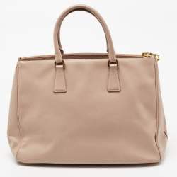 Pre Owned Prada Beige Saffiano Leather Double Zip Tote
