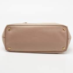 Pre Owned Prada Beige Saffiano Leather Double Zip Tote