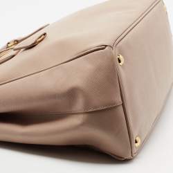 Pre Owned Prada Beige Saffiano Leather Double Zip Tote