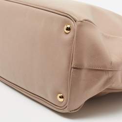 Pre Owned Prada Beige Saffiano Leather Double Zip Tote