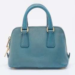 Pre Owned Prada Green Saffiano Lux Leather Mini Promenade Crossbody Bag