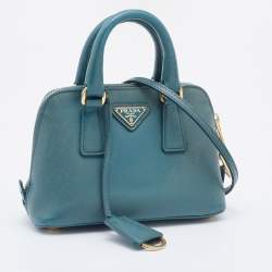 Pre Owned Prada Green Saffiano Lux Leather Mini Promenade Crossbody Bag