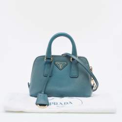 Pre Owned Prada Green Saffiano Lux Leather Mini Promenade Crossbody Bag