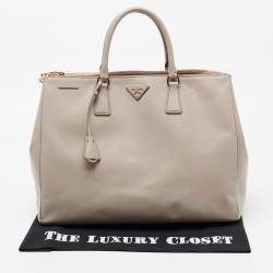 Pre Owned Prada Grey Saffiano Leather Large Double Zip Tote