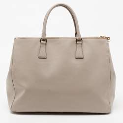 Pre Owned Prada Grey Saffiano Leather Large Double Zip Tote