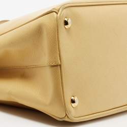 Pre Owned Prada Yellow Saffiano Lux Leather Small Galleria Double Zip Tote