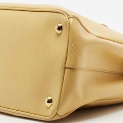 Pre Owned Prada Yellow Saffiano Lux Leather Small Galleria Double Zip Tote