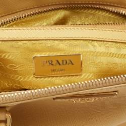 Pre Owned Prada Yellow Saffiano Lux Leather Small Galleria Double Zip Tote