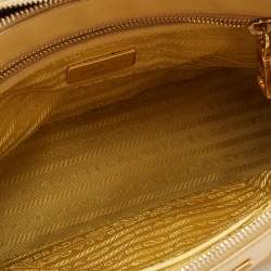 Pre Owned Prada Yellow Saffiano Lux Leather Small Galleria Double Zip Tote