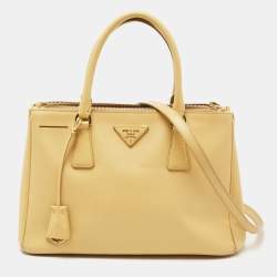 Prada Galleria Small Saffiano Double-zip Tote Bag in Yellow