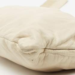 Pre Owned Prada Beige Gathered Leather Bow Clutch