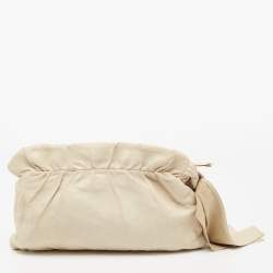 Pre Owned Prada Beige Gathered Leather Bow Clutch