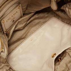 Pre Owned Prada Beige Gathered Leather Bow Clutch