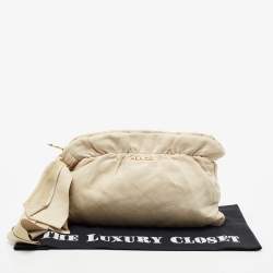 Pre Owned Prada Beige Gathered Leather Bow Clutch