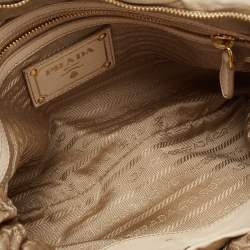 Pre Owned Prada Beige Gathered Leather Bow Clutch