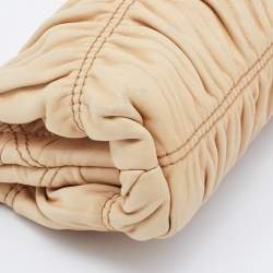 Pre Owned Prada Beige Gaufre Leather East-West Frame Clutch