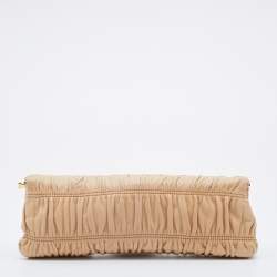 Pre Owned Prada Beige Gaufre Leather East-West Frame Clutch