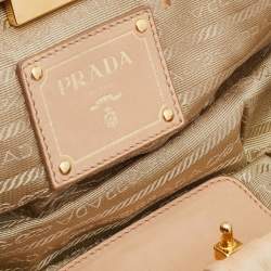 Pre Owned Prada Beige Gaufre Leather East-West Frame Clutch