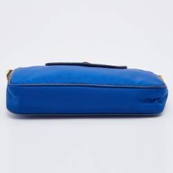 Pre Owned Prada Blue Tessuto Nylon and Saffiano Leather Small Crossbody Bag