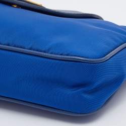 Pre Owned Prada Blue Tessuto Nylon and Saffiano Leather Small Crossbody Bag