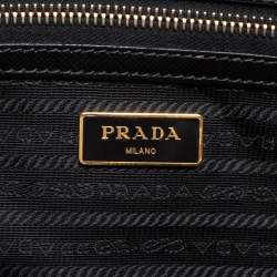 Pre Owned Prada Black Saffiano Leather Small Galleria Double Zip Tote