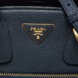Pre Owned Prada Blue Leather Phenix Front Pocket Tote
