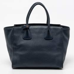 Pre Owned Prada Blue Leather Phenix Front Pocket Tote