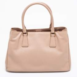 Pre Owned Prada Beige Saffiano Leather Medium Gardener's Tote