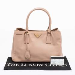 Pre Owned Prada Beige Saffiano Leather Medium Gardener's Tote