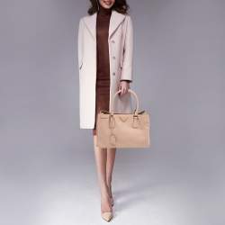 Pre Owned Prada Beige Saffiano Leather Medium Gardener's Tote