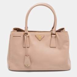 Pre Owned Prada Beige Saffiano Leather Medium Gardener's Tote