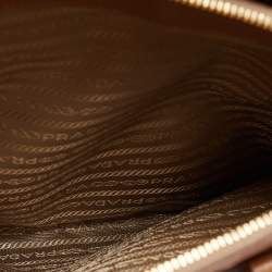 Pre Owned Prada Brown Saffiano Lux Leather Medium Double Zip Tote