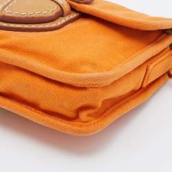 Prada Orange Canvas Flap Crossbody Bag