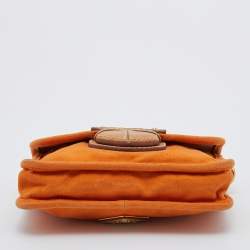 Prada Orange Canvas Flap Crossbody Bag